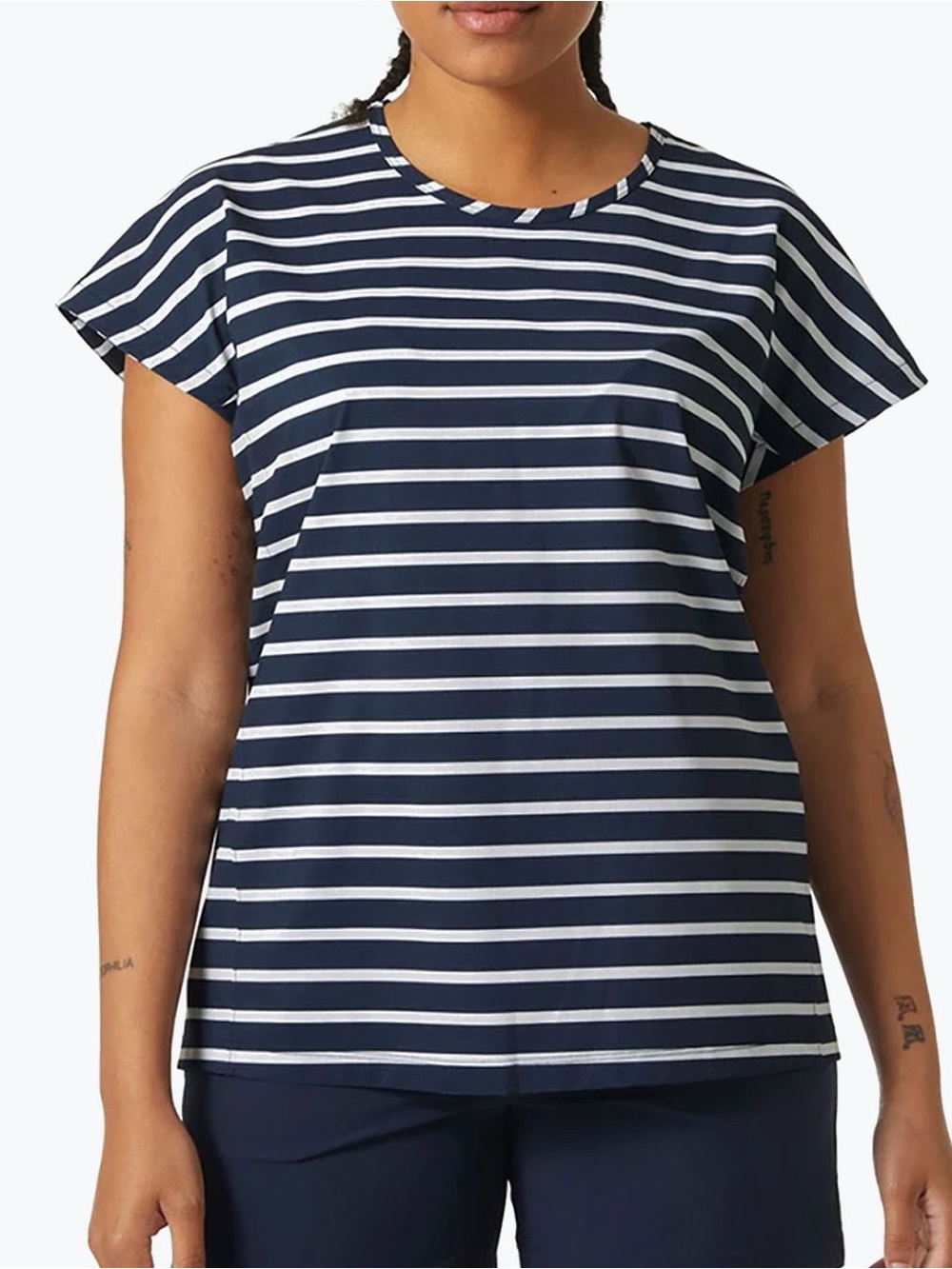 Helly Hansen Navy and White Striped Short Sleeve Tee